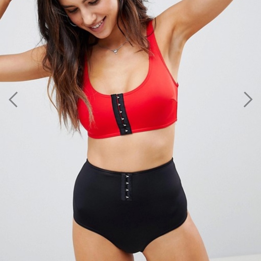 Asos swim high-waisted bikini bottoms in black
